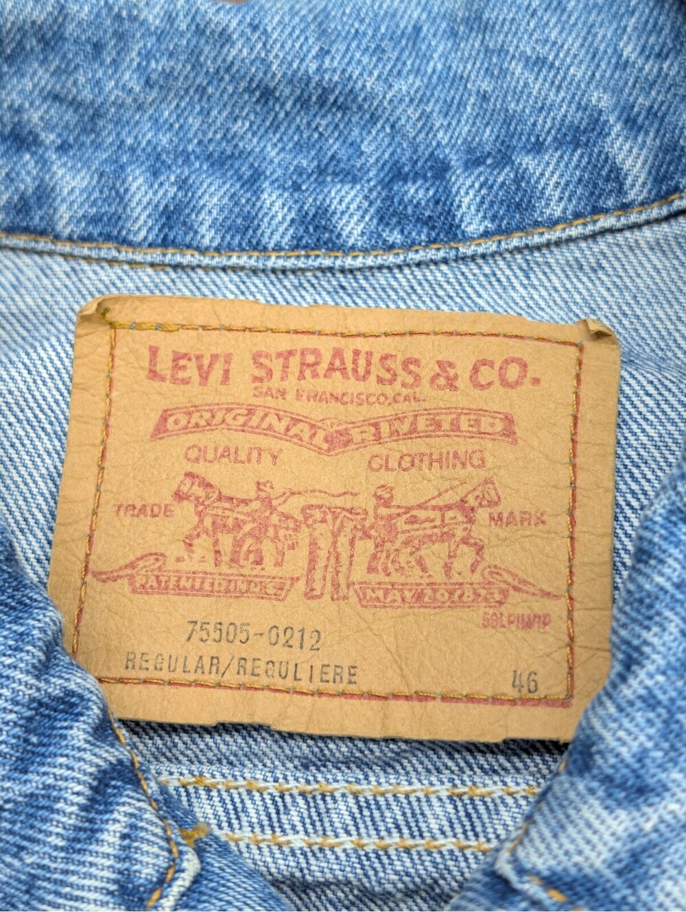 Levi’s Orange Tab Trucker Denim Jacket 46 Medium Wash 75505 - Picture 5 of 7